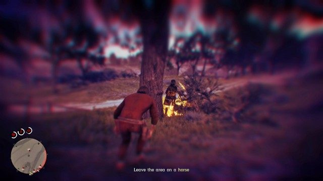 Find a way to escape / Leave the area on a horse