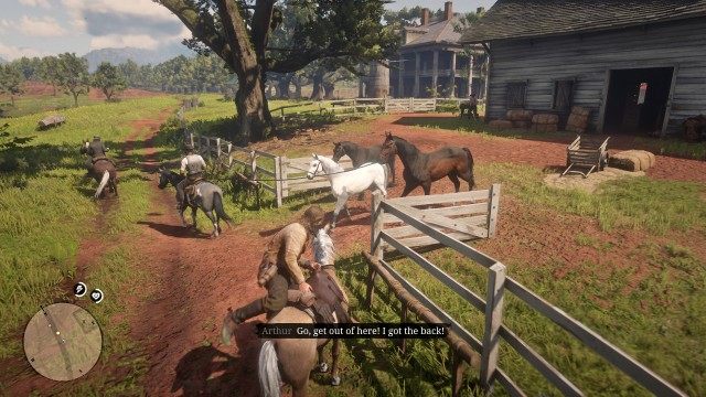 Approach the horse / Calm the horse / Lead the horse / Follow John with the horse