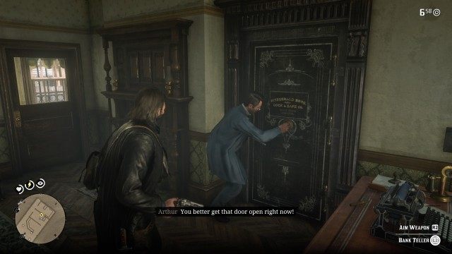 Open the teller's door / Force the teller to open the vault