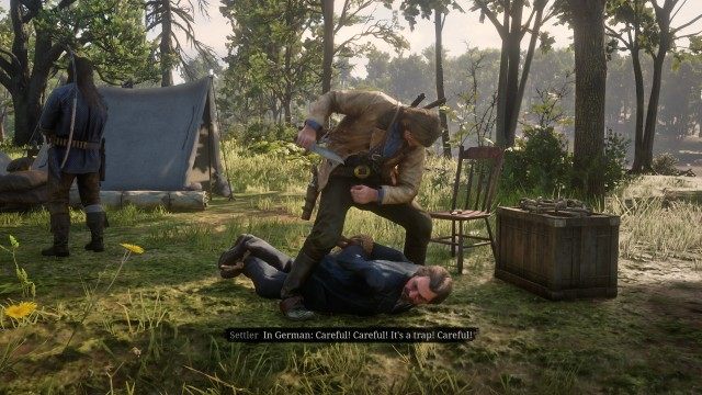 Search the camp for the settler / Free the captive settler