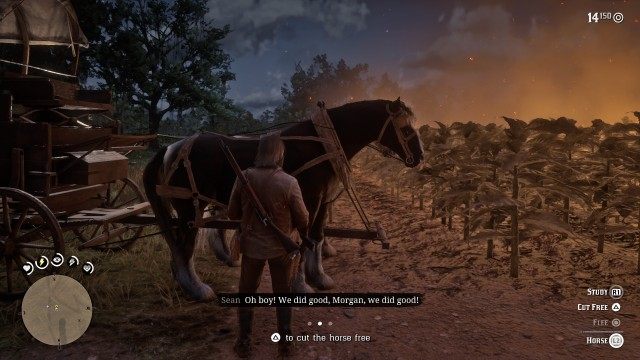 Free the horses while Sean looks for the payroll / Wait for Sean