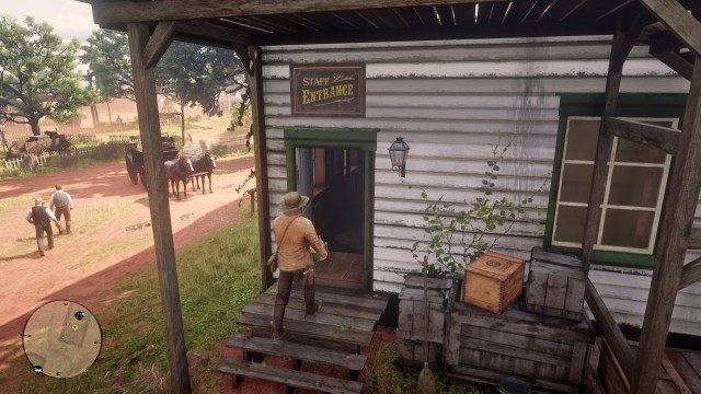 Collect the moonshine from the back of the wagon / Follow Hosea / Go behind the bar in the saloon
