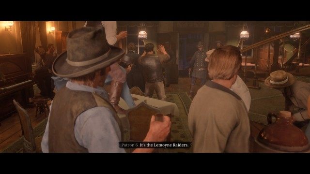 Collect the moonshine from the back of the wagon / Follow Hosea / Go behind the bar in the saloon