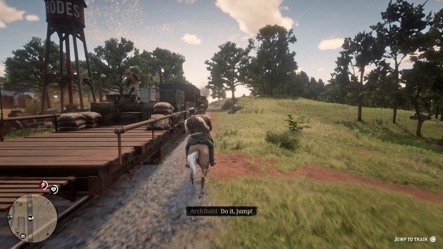 Chase the train / Ride alongside the train / Jump to the train
