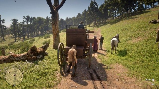 Wait for Mrs. Damsen to exit the stagecoach / Loot the strongbox without being detected
