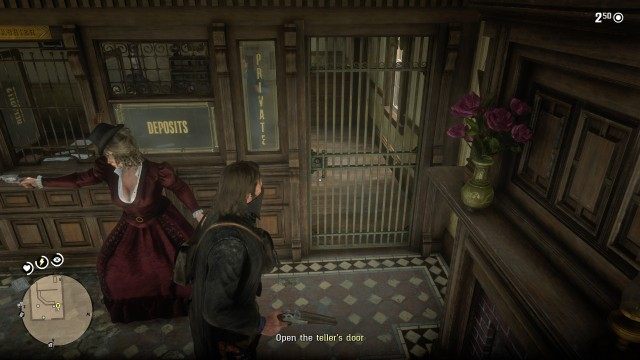 Open the teller's door / Force the teller to open the vault