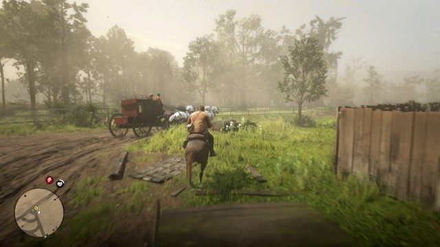 Chase after the wagon / Jump onto the wagon / Get into the drivers seat / Drive to a secluded spot