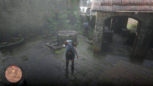 Follow Dutch / Sneak up on the guards / Kill the guard on the right / Pick up the body / Drop the body in the bushes