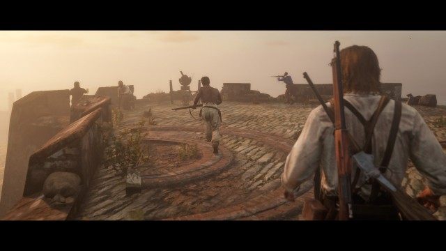 Regroup with Hercule and Dutch at the base of the fort / Follow Hercule