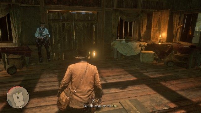 Follow Sadie / Get into cover by the door