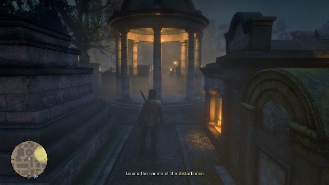 Search the cemetery for the grave robbers / Locate the source of the disturbance