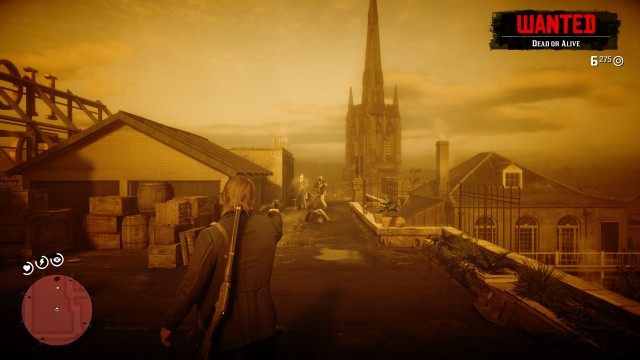 Follow Lenny across the rooftop / Take out the lawmen on the rooftop / Go and help Lenny