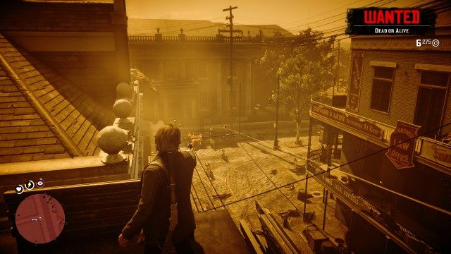 Go to the roof / Take out the lawmen while the gang climb up to the roof
