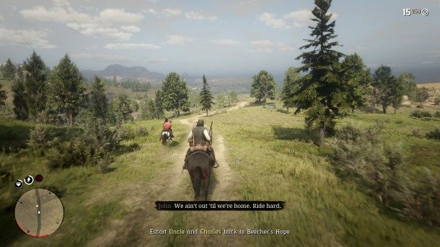 Get on your horse / Escort Uncle and Charles away from the camp & back to Beecher's Hope