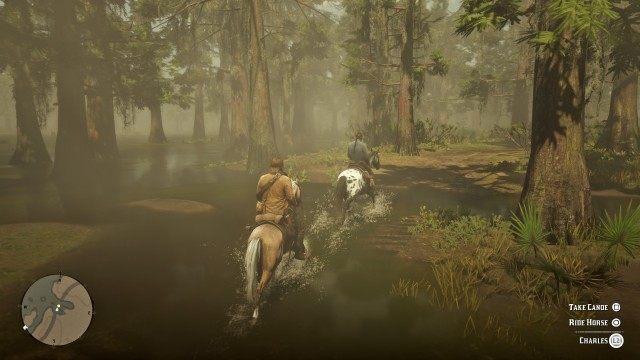 Talk to Charles / Follow Charles / (Optional) Get into the canoe / Go to Butcher Creek