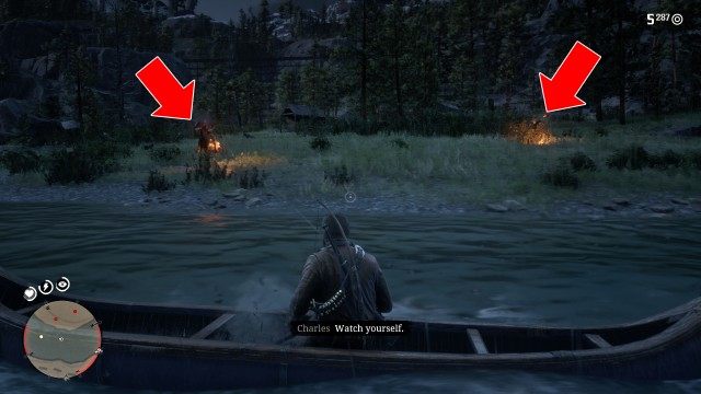 Follow Charles down the river / Head to the shore of the river