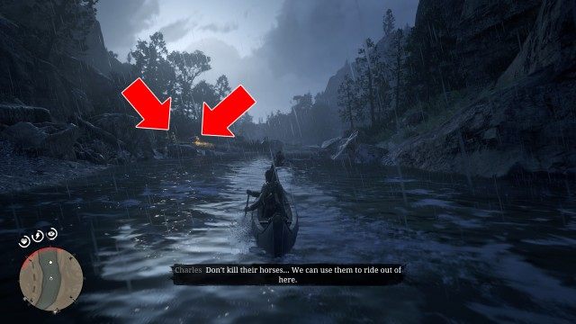 Follow Charles down the river / Head to the shore of the river