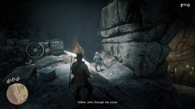 Follow John through the caves / Climb out of the caves
