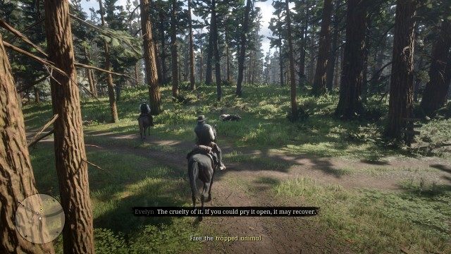 Mount your horse / Follow Miller / Free the trapped animal