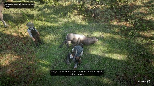 Mount your horse / Follow Miller / Free the trapped animal