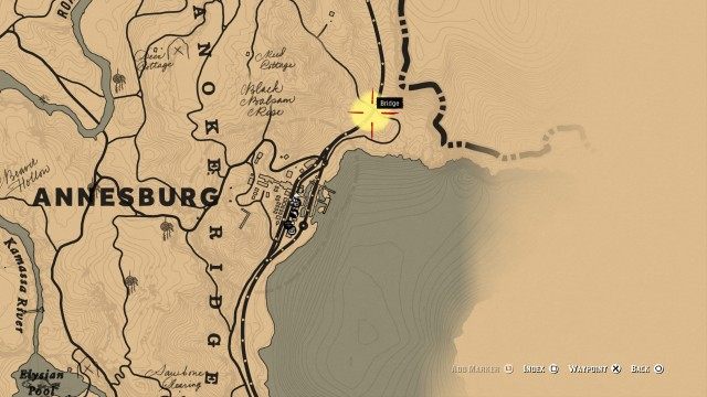 Go to the bridge / Search for a trail at the bridge / Follow the trail / Go to Edith Downes