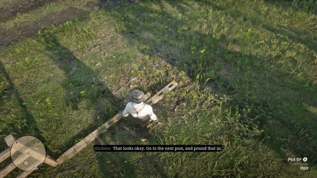 Hammer the post in / Position and place the rail / Pick up the post / Fix the fence