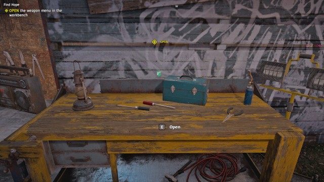 OPEN the weapon menu in the workbench