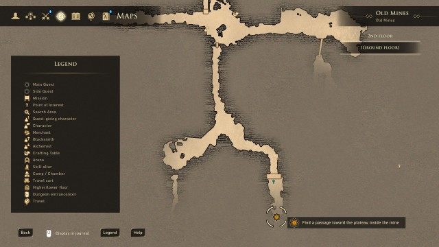 Find a passage toward the plateau inside the mine