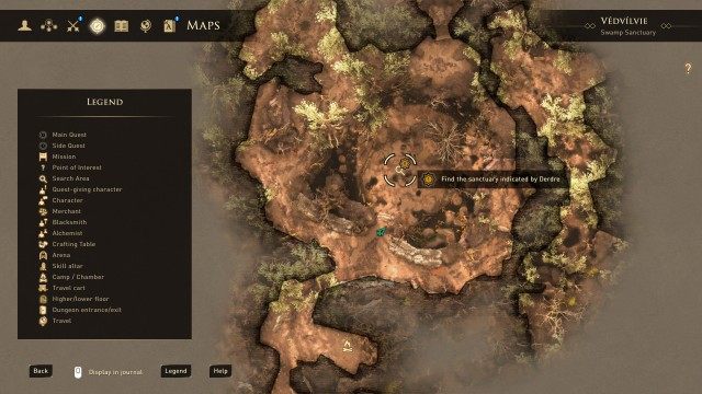 Find the sanctuary indicated by Derdre