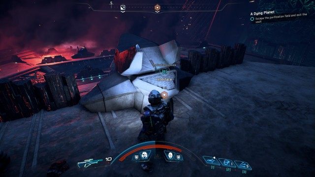 Escape the purification field and exit the vault