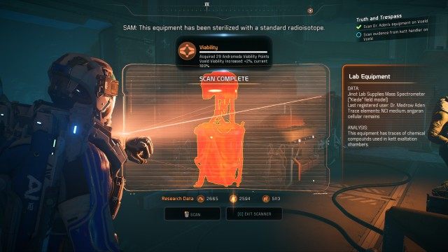 Scan Dr. Aden's equipment on Voeld