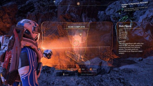 Scan the boulder fissure to enlist your allied Remnant Observer