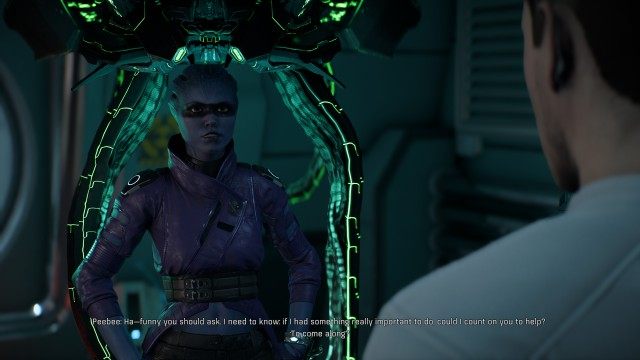 Speak to Peebee in the Tempest's escape pod