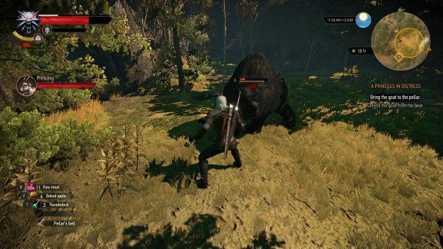 Defend the goat from the bear.