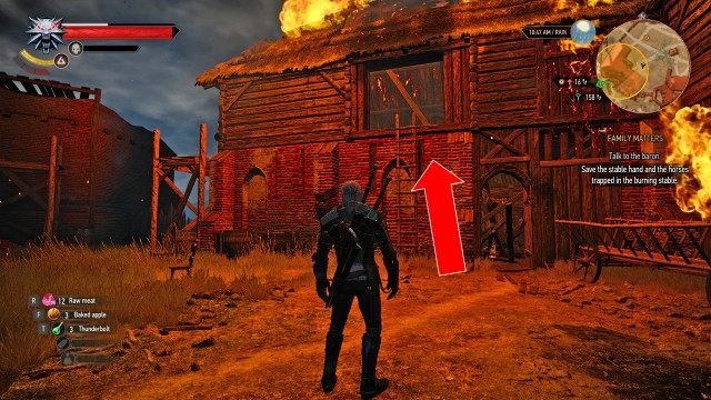 (Optional) Save the stable hand and the horses trapped in the burning stable. / Open the main gate to stables.