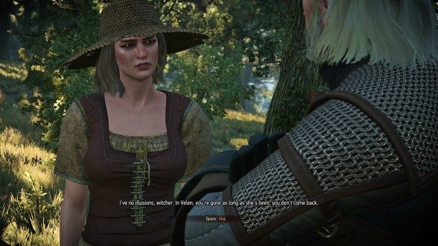 Search for signs of Hanna in the woods using your Witcher Senses.