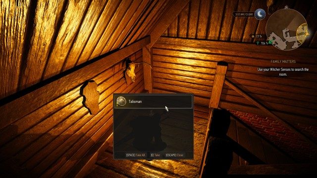 Follow the baron. / Use your Witcher Senses to search the room.