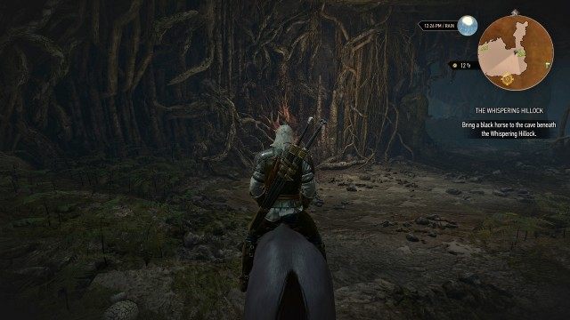 Bring a black horse to the cave beneath the Whispering Hillock.