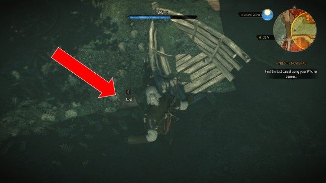 Follow Triss. / Find the lost parcel using your Witcher Senses. / Give Triss the parcel.