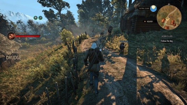Follow the dog. / Defeat the bandits.
