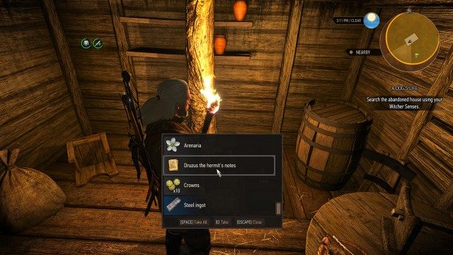 Search the abandoned house using your Witcher Senses.