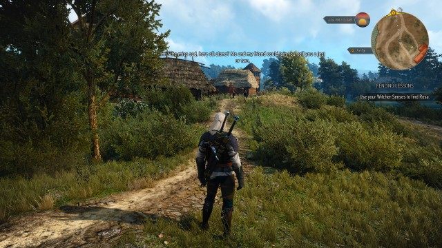 Use your Witcher Senses to find Rosa. / (Optional) Defeat the drunks harassing Rosa.