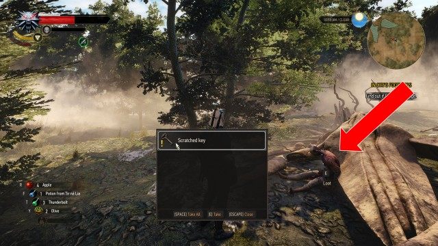 Corpse Next to a Big Fossil