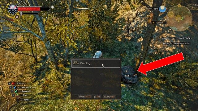 Acquire fiend dung to use as bait. / Prepare some bait based on the alchemy formula.