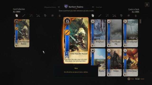 Win a unique card from a member of the Scoia'tael band.