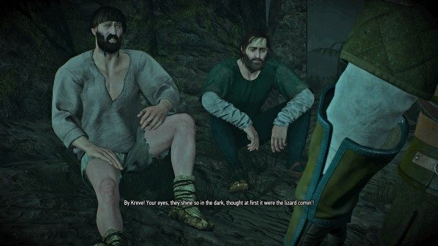 Follow the scent using your Witcher Senses. / Explore the cave using your Witcher Senses.