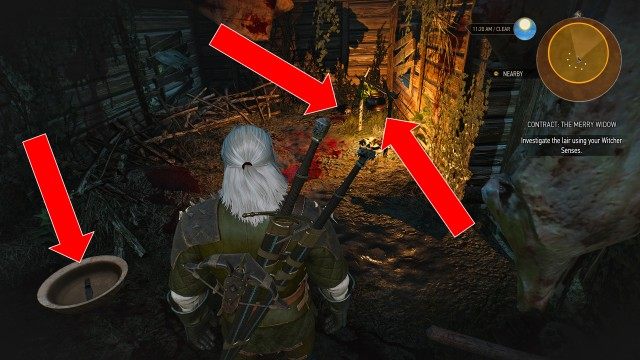 Investigate the lair using your Witcher Senses. / Take the skulls.