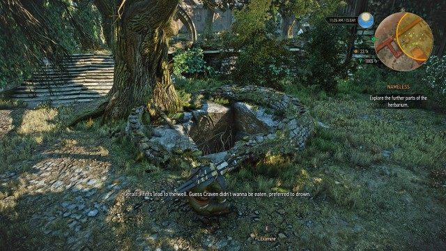 Jump into the well. / Find Craven using your Witcher Senses.