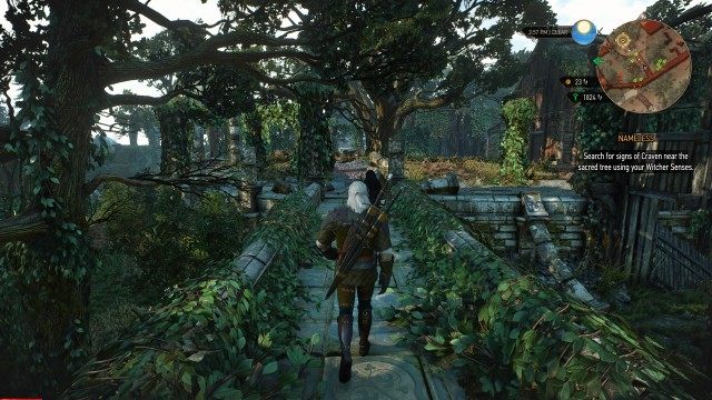 Search for signs of Craven near the sacred tree using your Witcher Senses.