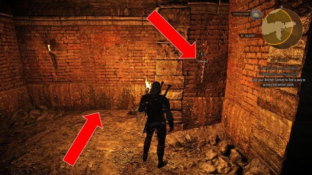 Use your Witcher Senses to find a way to access the secret stash. / Search the secret stash. / Read the mysterious letter.